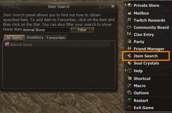 Searching for an item