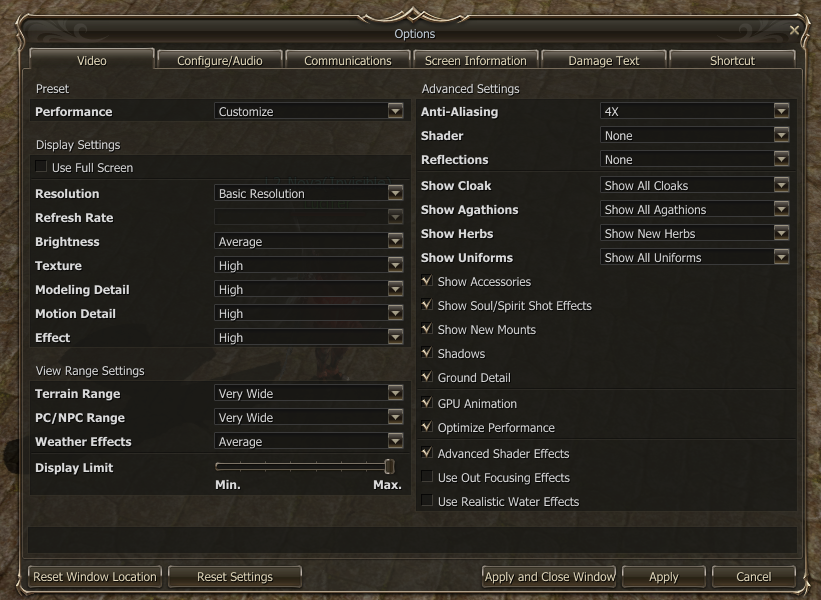 Advanced client settings